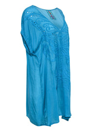 Current Boutique-Johnny Was - Deep Teal Tunic Dress w/ Butterfly Embroidery Sz 1X