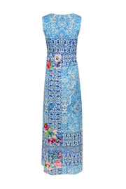 Current Boutique-Johnny Was - Sleeveless Multicolor Floral Print V-Neck Maxi Dress Sz L