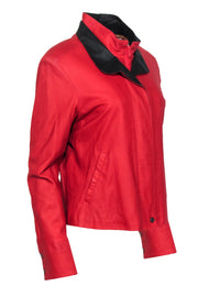 Current Boutique-Johnston & Murphy - Red Smooth Leather Zippered Jacket Sz M