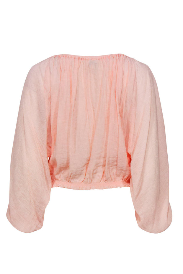 Current Boutique-Joie - Baby Peach Textured Bell Sleeve Blouse Sz S
