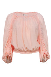 Current Boutique-Joie - Baby Peach Textured Bell Sleeve Blouse Sz S