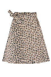 Current Boutique-Joie - Beige & Black Leopard Print Linen Wrap Skirt Sz 4