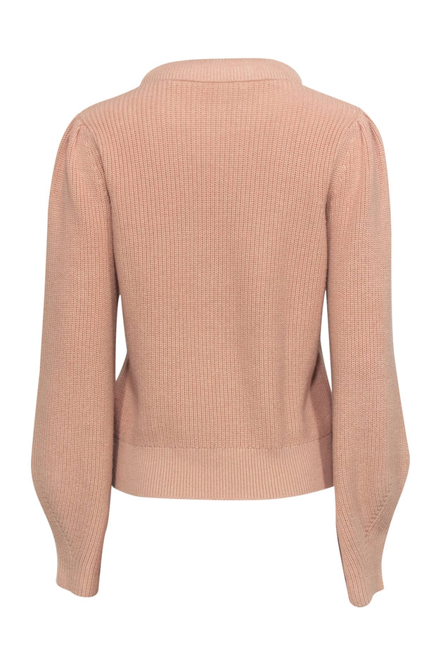 Current Boutique-Joie - Beige Puff Sleeve Textured Knit Sweater Sz S
