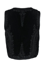 Current Boutique-Joie - Black Embroidered Cashmere Blend Cropped Open Vest Sz S