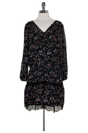 Current Boutique-Joie - Black Floral Dress w/ Lace Sz XS