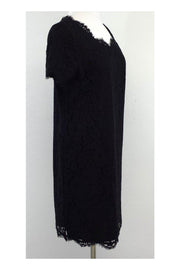 Current Boutique-Joie - Black Floral Lace Short Sleeve Shift Dress Sz M