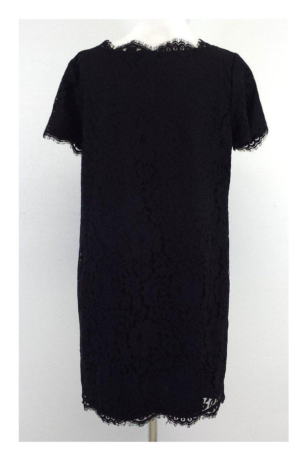 Current Boutique-Joie - Black Floral Lace Short Sleeve Shift Dress Sz M
