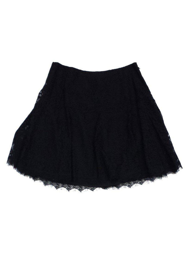 Current Boutique-Joie - Black Floral Lace Skater Skirt Sz M