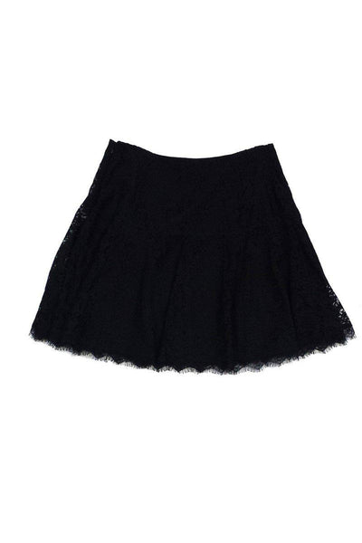 Current Boutique-Joie - Black Floral Lace Skater Skirt Sz M