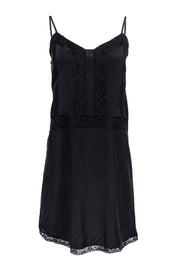 Current Boutique-Joie - Black Lacy Silk Slip Dress Sz S