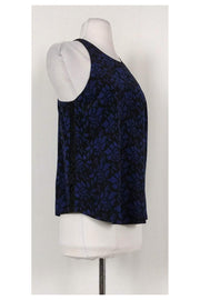 Current Boutique-Joie - Black & Navy Floral Print Silk Top Sz XS