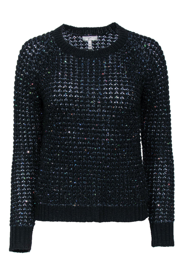 Current Boutique-Joie - Black & Navy Sequin Knit Sweater Sz M