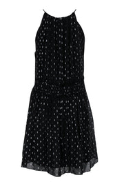 Current Boutique-Joie - Black Sleeveless Mini Silk Dress w/ SIlver Metallic Detail Sz M