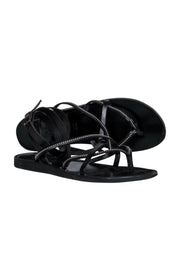 Current Boutique-Joie - Black Strappy Leather Sandals w/ Silver Studs Sz 9