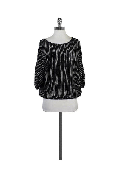 Current Boutique-Joie - Black & White Dotted Stripe Silk Top Sz XXS