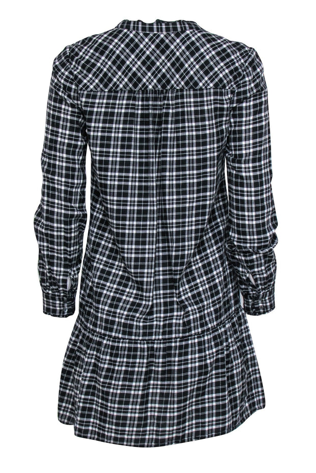 Current Boutique-Joie - Black & White Plaid Long Sleeve Mini Dress Sz S