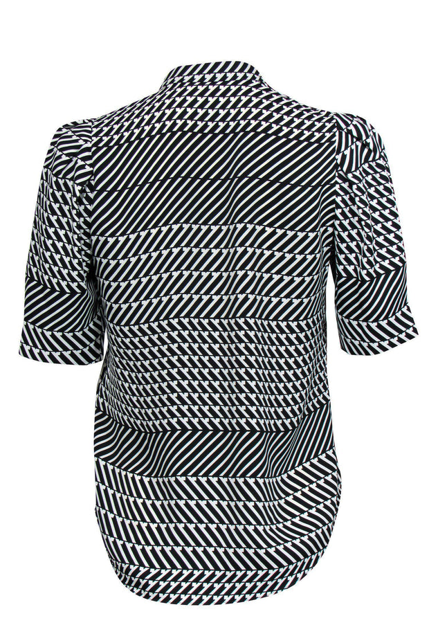 Current Boutique-Joie - Black & White Printed Blouse w/ Keyhole Sz XS