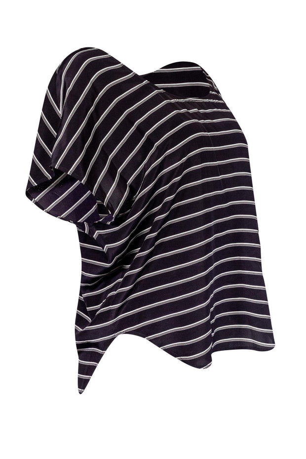 Current Boutique-Joie - Black & White Striped Silk Dolman Sleeve Top Sz M