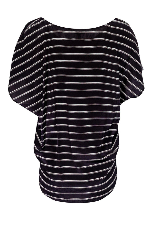 Current Boutique-Joie - Black & White Striped Silk Dolman Sleeve Top Sz M