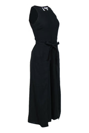 Current Boutique-Joie - Black Wide-Leg Skirt-Style Tie Waist Jumpsuit Sz 0