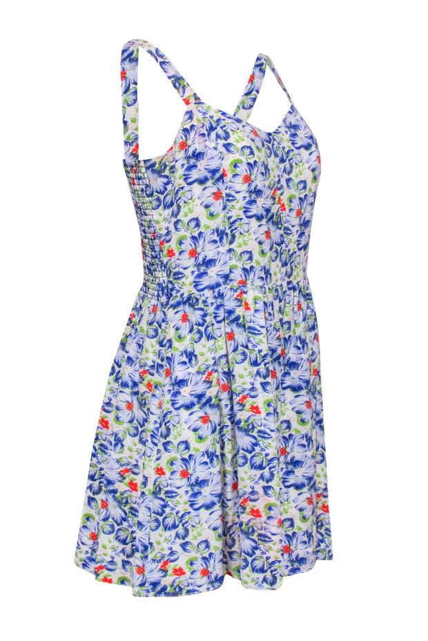 Current Boutique-Joie - Blue Floral Sleeveless Mini Dress Sz L
