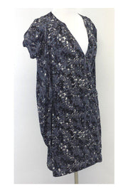Current Boutique-Joie - Blue & Grey Print Puff Shoulder Dress Sz S