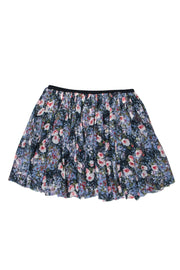 Current Boutique-Joie - Blue & Pink Floral Print Silk Miniskirt Sz S