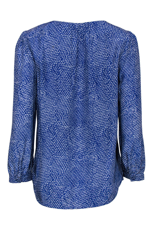 Current Boutique-Joie - Blue Printed Silky Relaxed Blouse Sz 6