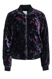 Current Boutique-Joie - Blue & Red Floral Velvet Bomber Jacket Sz M