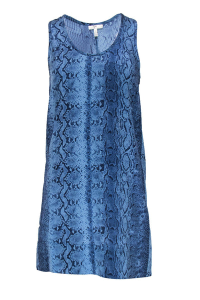 Current Boutique-Joie - Blue Snakeskin Print Silk Sleeveless Shift Dress Sz XS