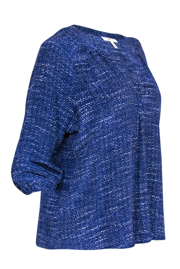 Current Boutique-Joie - Blue & White Speckled Peasant Silk Blouse Sz XS