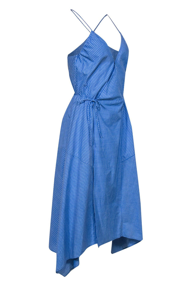 Current Boutique-Joie - Blue & White Striped Sleeveless "Hepzibah" Midi Wrap Dress Sz M