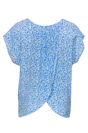 Current Boutique-Joie - Bright Blue & White Printed Silk Short Sleeve Blouse Sz M