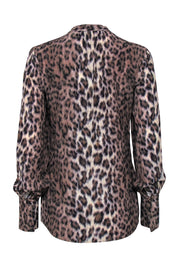 Current Boutique-Joie - Brown Leopard Print Long Sleeve Button-Up Blouse Sz XS