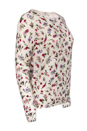 Current Boutique-Joie - Cream Floral Print Cashmere Sweater Sz S