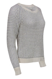 Current Boutique-Joie - Cream & Silver Waffle Knit Crewneck Sweater Sz M