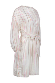 Current Boutique-Joie - Cream w/ Multicolored Metallic Striped Dress Sz M