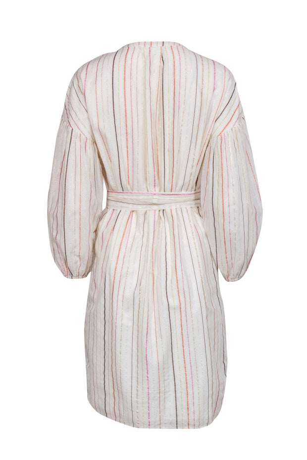 Current Boutique-Joie - Cream w/ Multicolored Metallic Striped Dress Sz M
