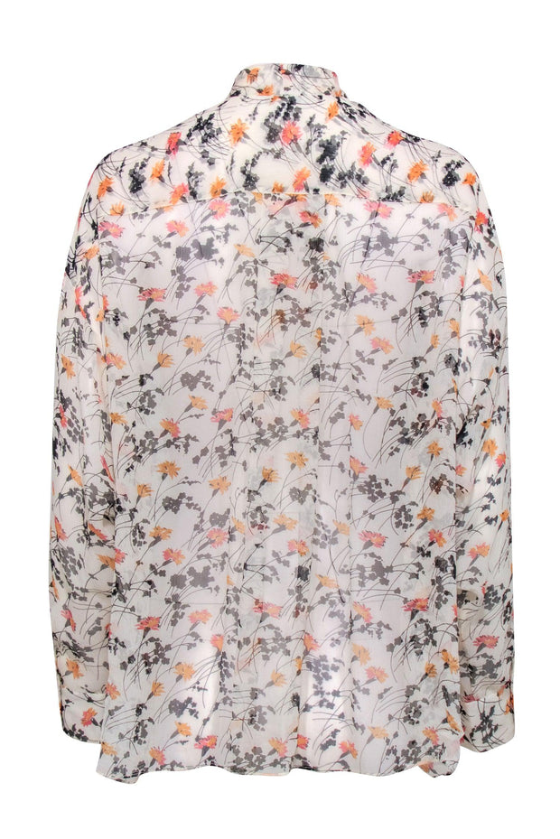Current Boutique-Joie - Drop Shoulder Silk Top w/ Floral Motif Sz S