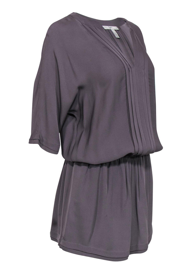 Current Boutique-Joie - Gray Silky Pleated Front Short Sleeve Dress Sz M