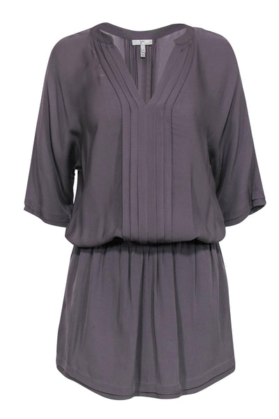 Current Boutique-Joie - Gray Silky Pleated Front Short Sleeve Dress Sz M