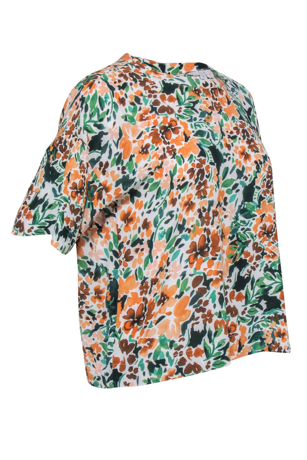 Current Boutique-Joie – Green & Orange Floral Print Top Sz M