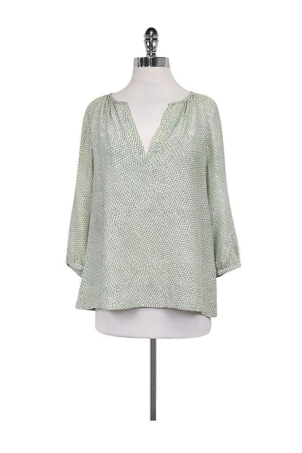 Current Boutique-Joie - Green Printed Silk Blouse Sz XS