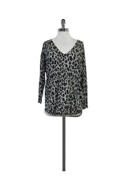 Current Boutique-Joie - Grey & Black Cheetah Print V Neck Sweater Sz S