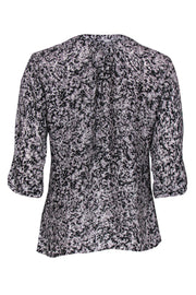 Current Boutique-Joie - Grey & Black Printed Silk Blouse w/ Pleats Sz XS