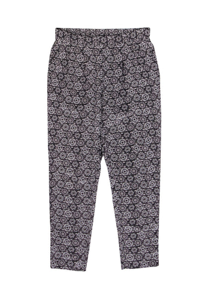 Current Boutique-Joie - Grey Bohemian Print Straight Leg Silk Pants Sz S