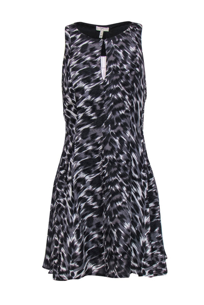 Current Boutique-Joie - Grey, White & Black Leopard Print Sleeveless Silk Fit & Flare Dress Sz S