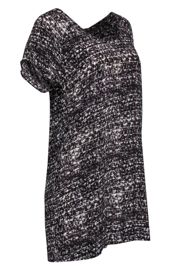 Current Boutique-Joie - Grey & White Printed Silk Shift Dress Sz M