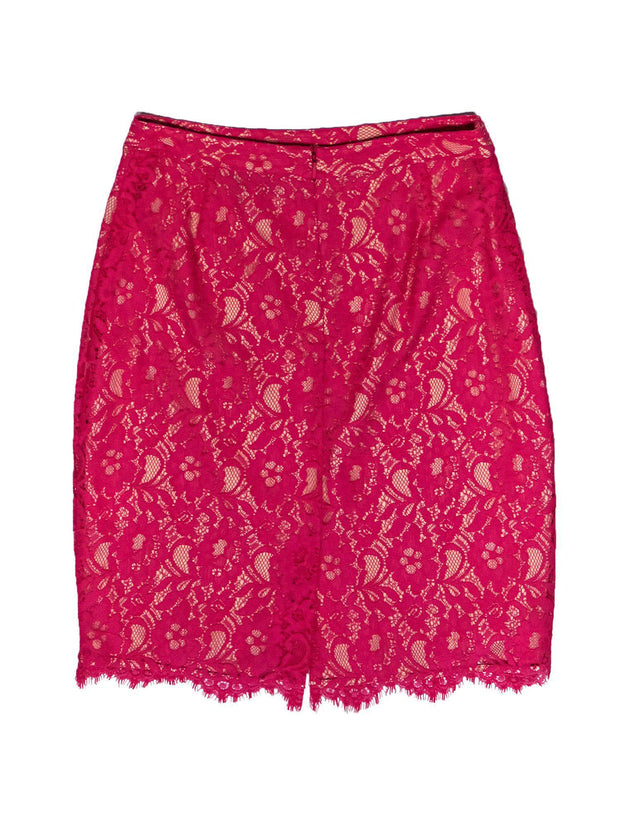 Current Boutique-Joie - Hot Pink Floral Lace Pencil Skirt Sz M