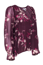 Current Boutique-Joie - Maroon & Purple Floral Print Silk Blouse Sz M